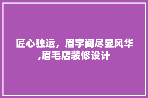 匠心独运，眉宇间尽显风华,眉毛店装修设计
