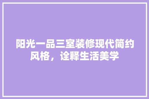 阳光一品三室装修现代简约风格，诠释生活美学