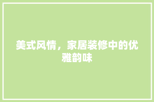 美式风情，家居装修中的优雅韵味  第1张
