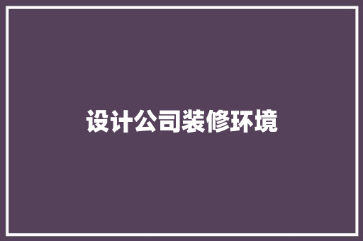 设计公司装修环境
