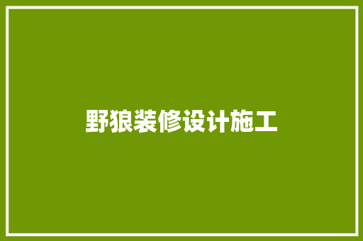 野狼装修设计施工  第1张