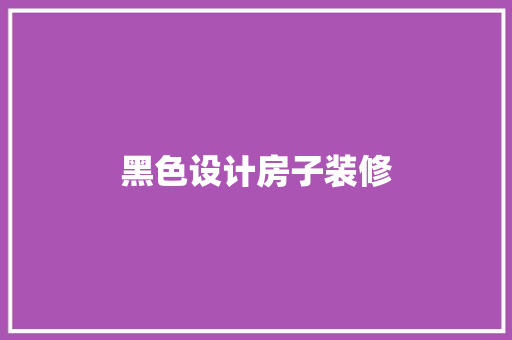 黑色设计房子装修