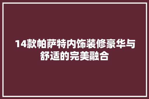 14款帕萨特内饰装修豪华与舒适的完美融合