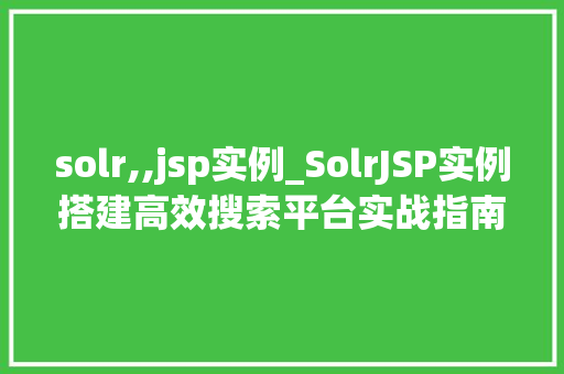 solr,,jsp实例_SolrJSP实例搭建高效搜索平台实战指南