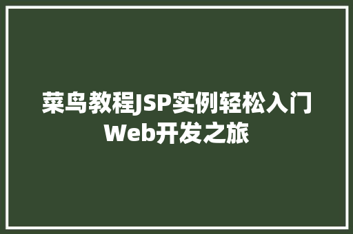 菜鸟教程JSP实例轻松入门Web开发之旅
