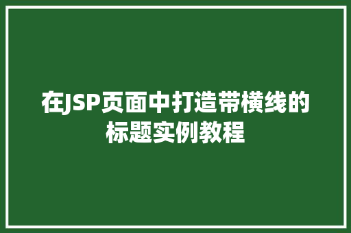 在JSP页面中打造带横线的标题实例教程  第1张