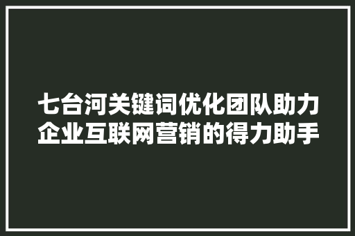 七台河关键词优化团队助力企业互联网营销的得力助手