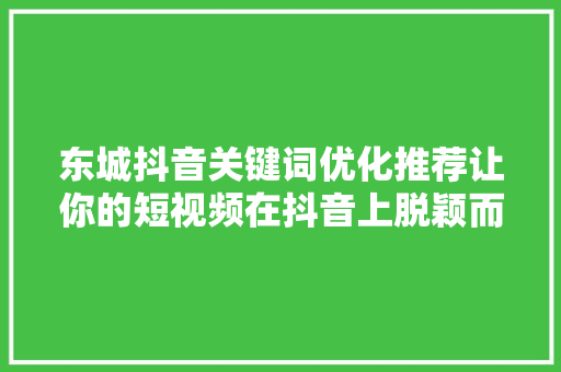 东城抖音关键词优化推荐让你的短视频在抖音上脱颖而出  第1张