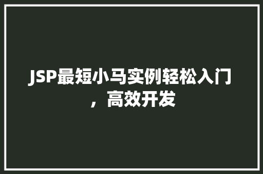 JSP最短小马实例轻松入门，高效开发