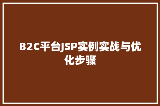 B2C平台JSP实例实战与优化步骤