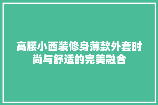高腰小西装修身薄款外套时尚与舒适的完美融合