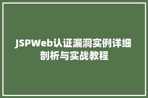 JSPWeb认证漏洞实例详细剖析与实战教程