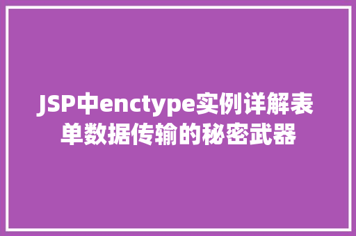 JSP中enctype实例详解表单数据传输的秘密武器  第1张