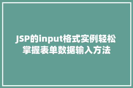 JSP的input格式实例轻松掌握表单数据输入方法