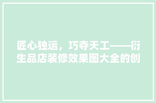 匠心独运，巧夺天工——衍生品店装修效果图大全的创意魅力