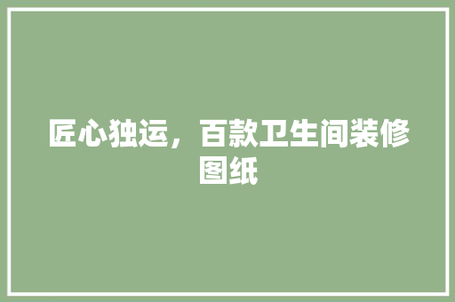 匠心独运，百款卫生间装修图纸  第1张