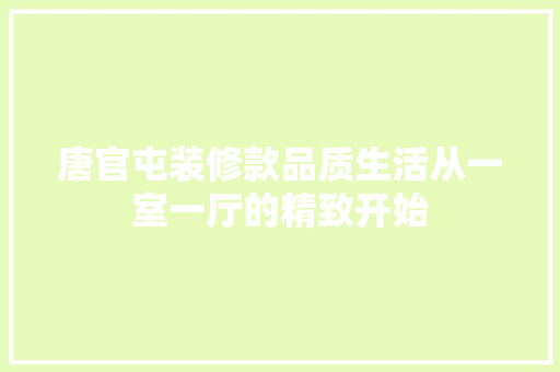 唐官屯装修款品质生活从一室一厅的精致开始