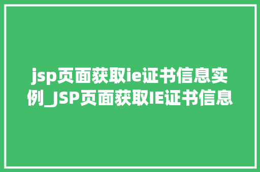 jsp页面获取ie证书信息实例_JSP页面获取IE证书信息实例详解轻松实现证书验证