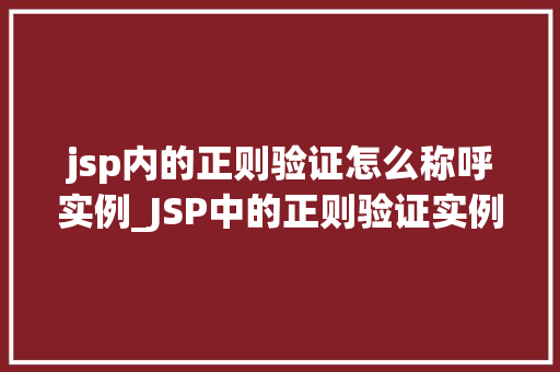 jsp内的正则验证怎么称呼实例_JSP中的正则验证实例与方法详解  第1张