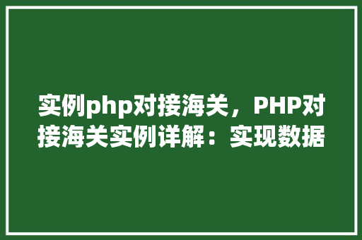实例php对接海关，PHP对接海关实例详解：实现数据交互与验证