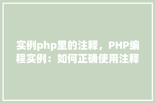 实例php里的注释，PHP编程实例：如何正确使用注释