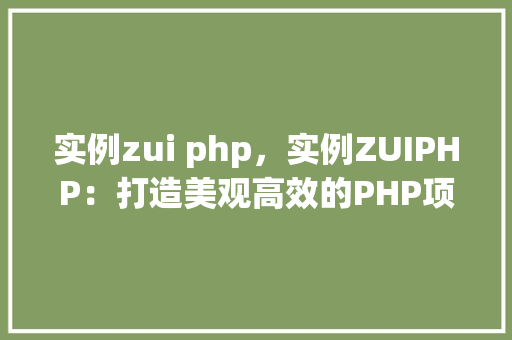 实例zui php，实例ZUIPHP：打造美观高效的PHP项目实例教程