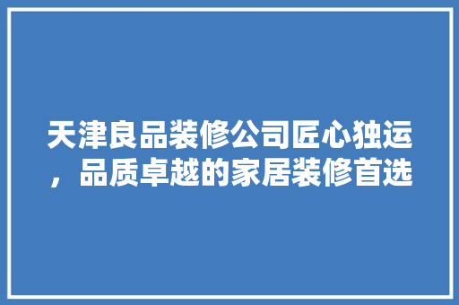 天津良品装修公司匠心独运，品质卓越的家居装修首选