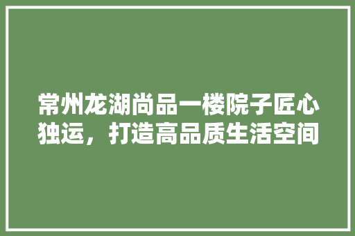 常州龙湖尚品一楼院子匠心独运，打造高品质生活空间  第1张