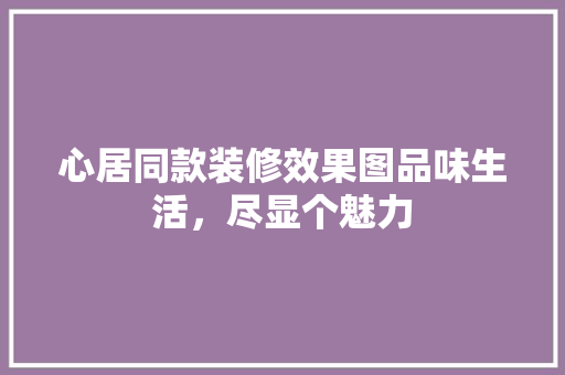 心居同款装修效果图品味生活，尽显个魅力