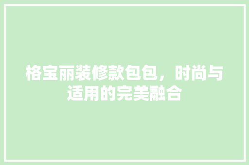 格宝丽装修款包包，时尚与适用的完美融合