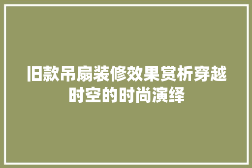 旧款吊扇装修效果赏析穿越时空的时尚演绎
