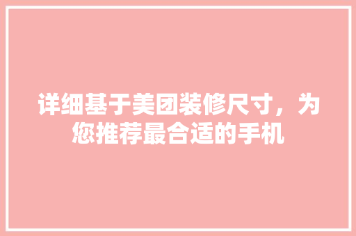 详细基于美团装修尺寸，为您推荐最合适的手机  第1张