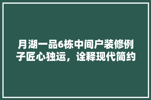 月湖一品6栋中间户装修例子匠心独运，诠释现代简约之美