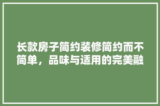 长款房子简约装修简约而不简单，品味与适用的完美融合