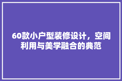60款小户型装修设计，空间利用与美学融合的典范
