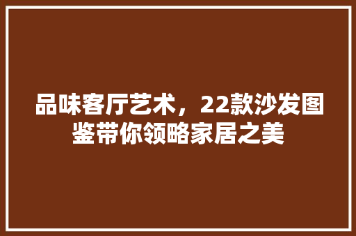 品味客厅艺术，22款沙发图鉴带你领略家居之美
