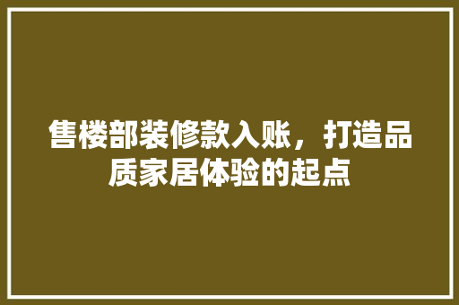 售楼部装修款入账，打造品质家居体验的起点