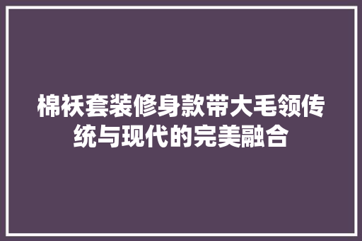 棉袄套装修身款带大毛领传统与现代的完美融合  第1张