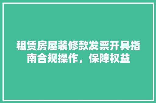 租赁房屋装修款发票开具指南合规操作，保障权益  第1张