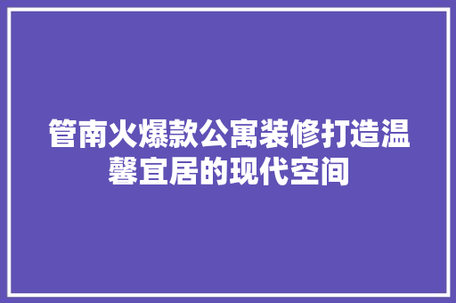 管南火爆款公寓装修打造温馨宜居的现代空间  第1张
