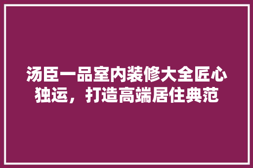 汤臣一品室内装修大全匠心独运，打造高端居住典范