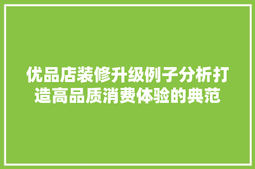 优品店装修升级例子分析打造高品质消费体验的典范