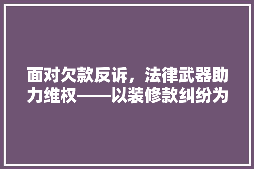 面对欠款反诉，法律武器助力维权——以装修款纠纷为例