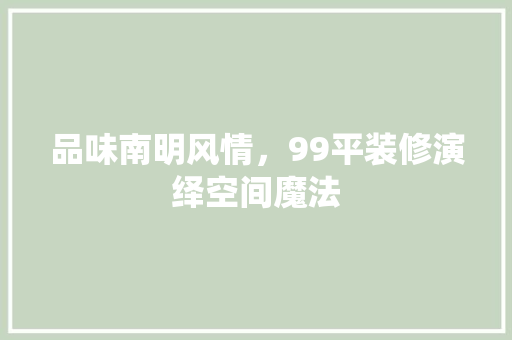 品味南明风情，99平装修演绎空间魔法