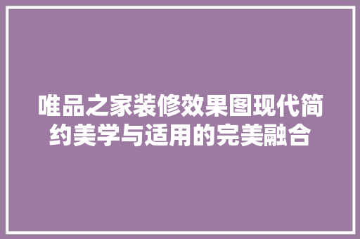 唯品之家装修效果图现代简约美学与适用的完美融合