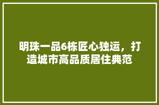 明珠一品6栋匠心独运，打造城市高品质居住典范