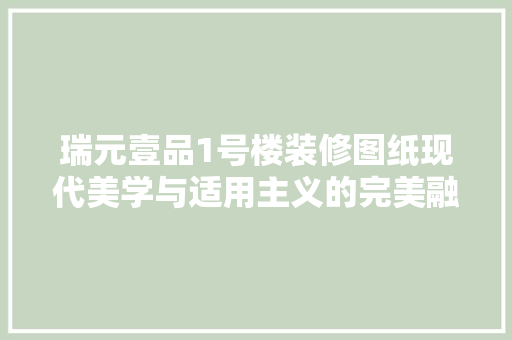 瑞元壹品1号楼装修图纸现代美学与适用主义的完美融合