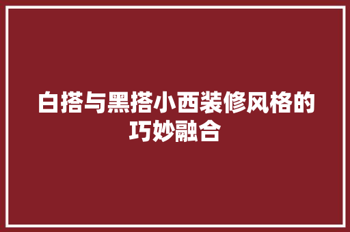 白搭与黑搭小西装修风格的巧妙融合