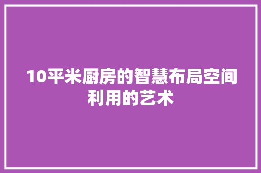10平米厨房的智慧布局空间利用的艺术