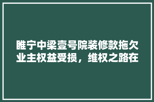睢宁中梁壹号院装修款拖欠业主权益受损，维权之路在何方